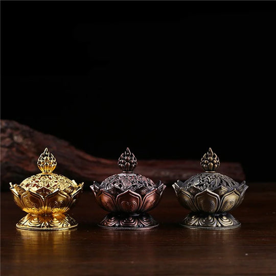 Brass Lotus Flower Incense Burner - VAZIRION