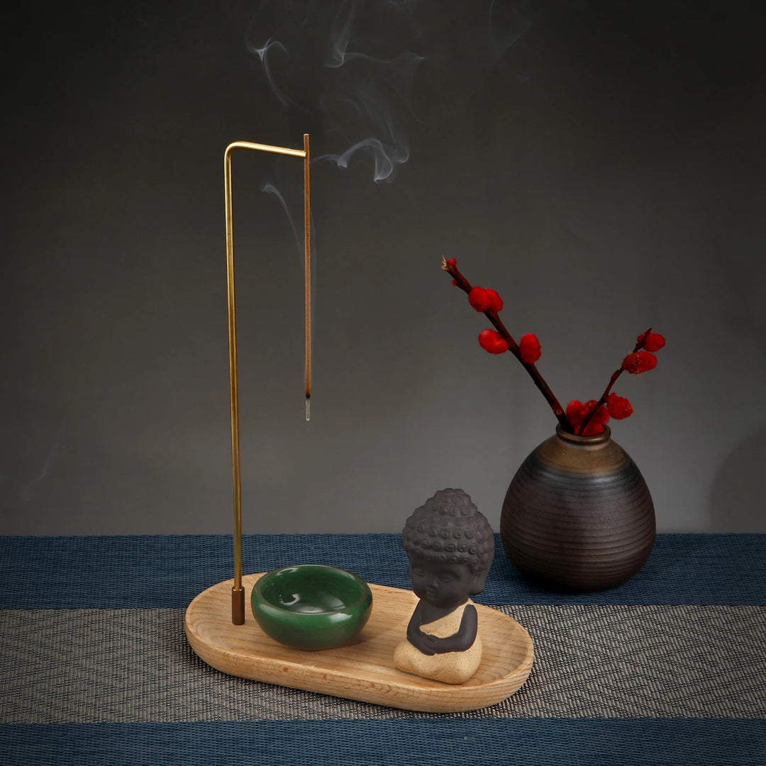 Zen Harmony: Creative Ceramic Little Monk Incense Burner Set - VAZIRION