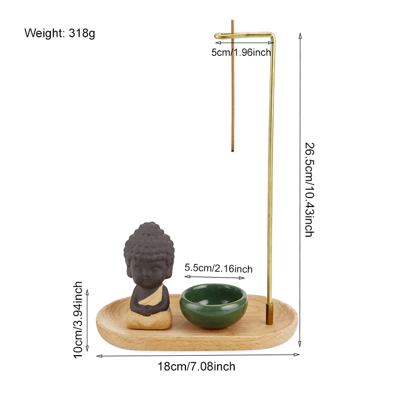 Zen Harmony: Creative Ceramic Little Monk Incense Burner Set - VAZIRION