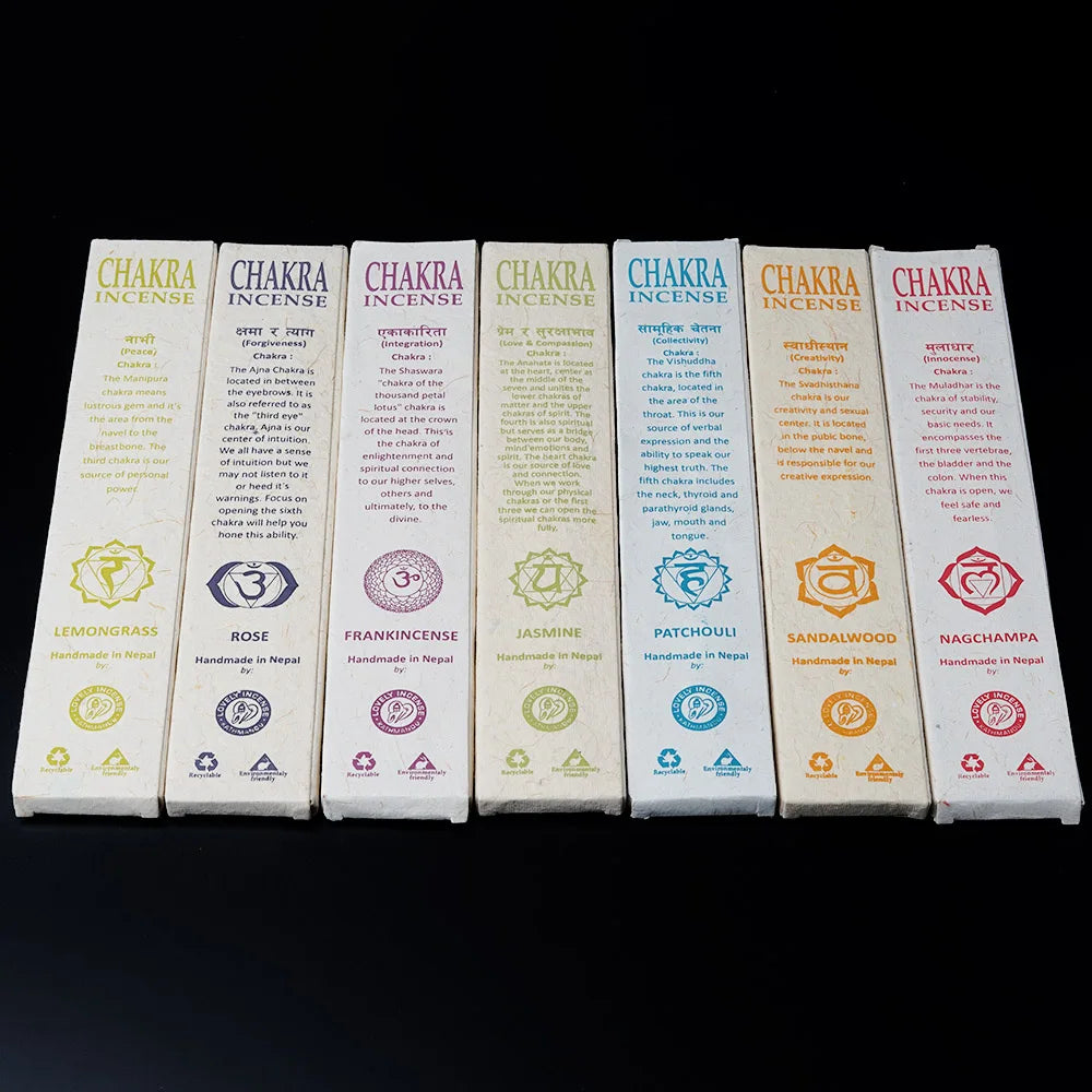 Nepalese Chakra Harmony: 7 Chakra Incense Sticks Set - VAZIRION